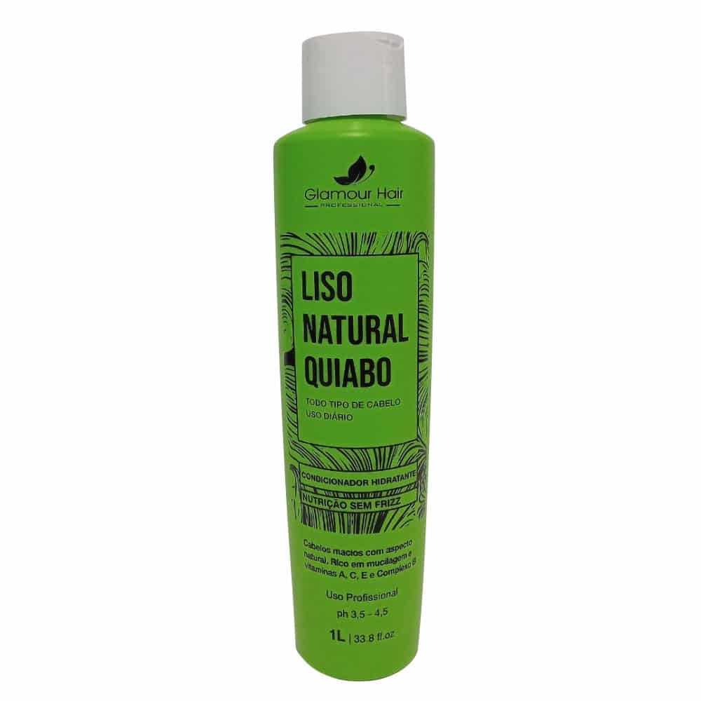 Condicionador Liso Natural Quiabo 1 Litro Nutrição Sem Frizz pH 3,5-4,5