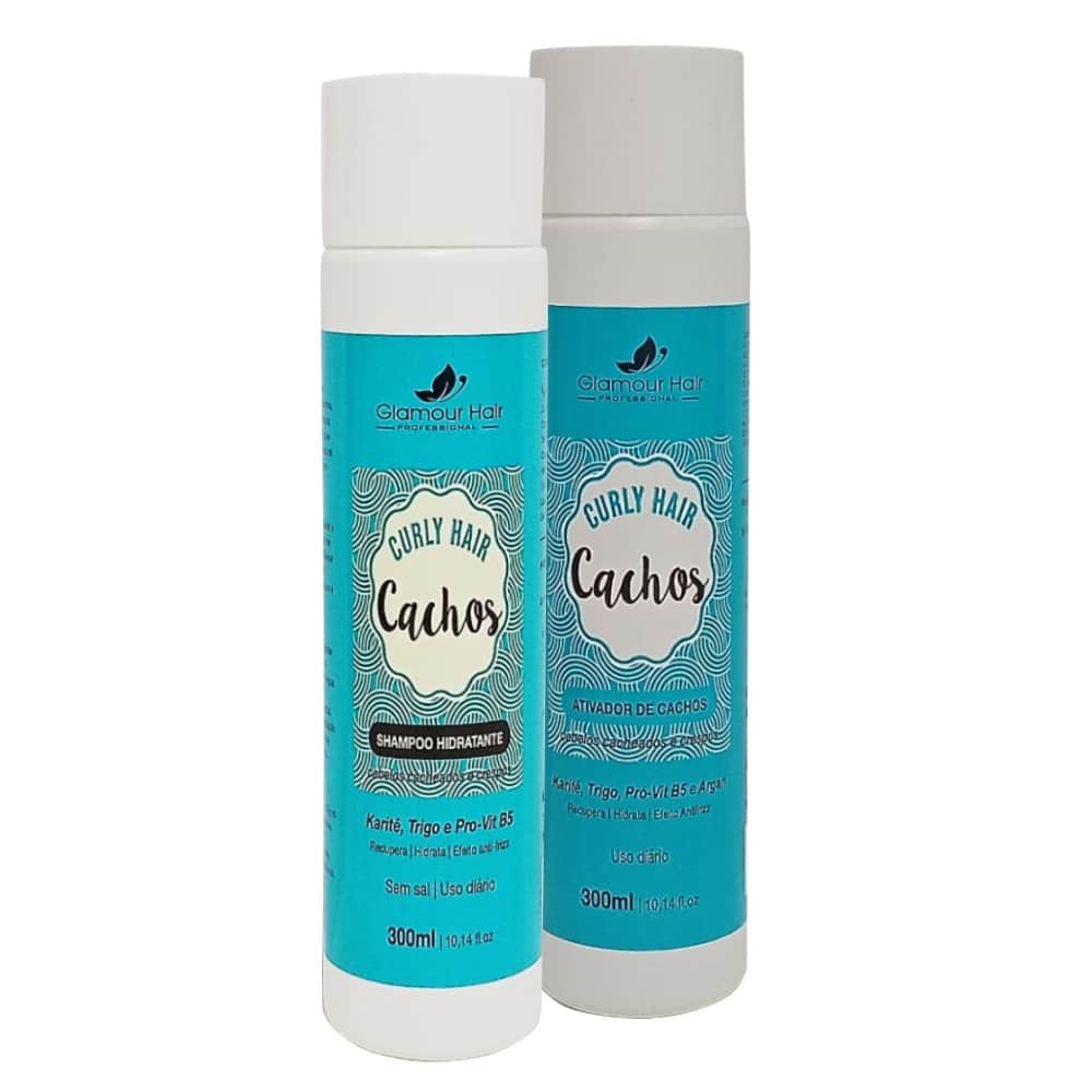 Kit Curly Hair Cachos 300ml Shampoo Ativador Definição Antifrizz Karité Argan