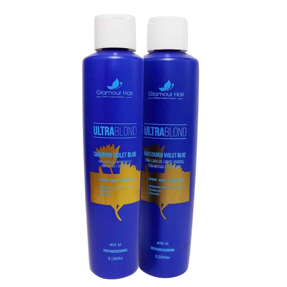 Kit Ultra Blond Violet Blue 1 Litro Shampoo Matizador Neutraliza Amarelados Loiros Profissional