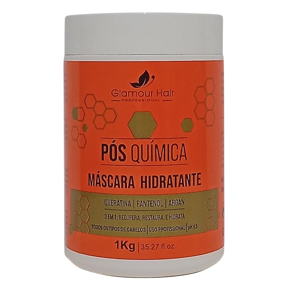 Máscara Hidratante Pós Química 3 em 1 Glamour Hair 1Kg Queratina Pantenol