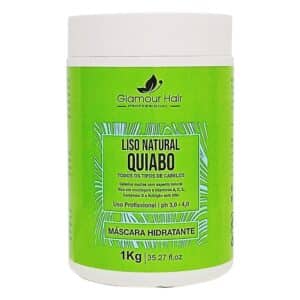 Máscara Quiabo Liso Natural 1kg Nutrição Sem Frizz PH 3,0-4,0 Vitaminas