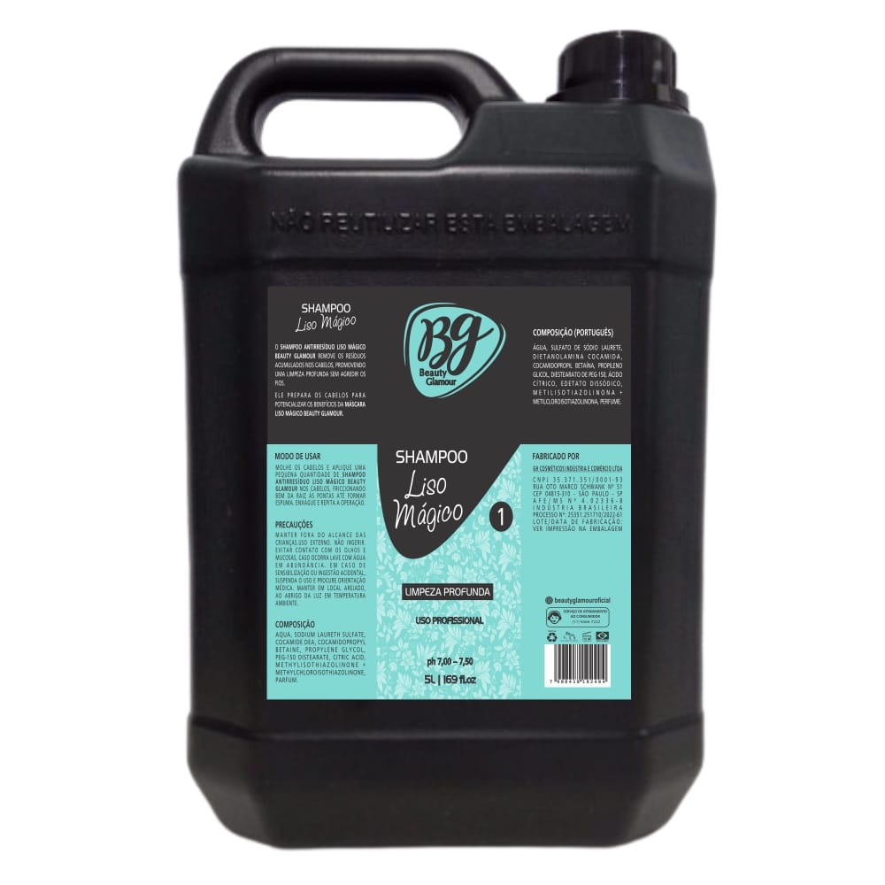 Shampoo Antirresíduo Liso Mágico 5 Litros Profissional pH 7.0